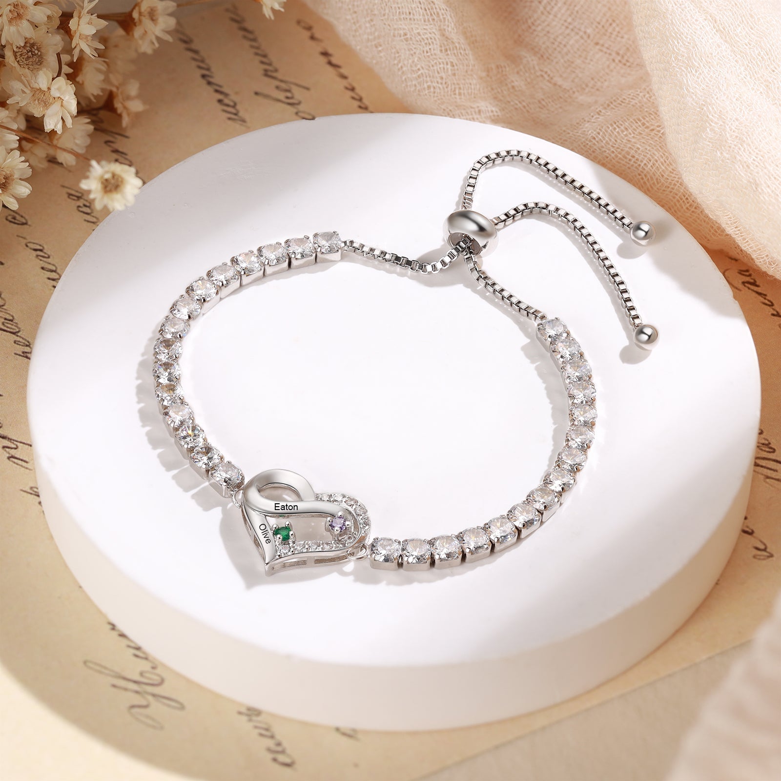 Brass personalized birthstone bracelets