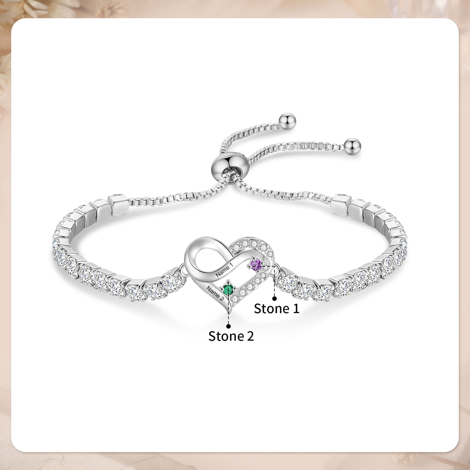 Brass personalized birthstone bracelets