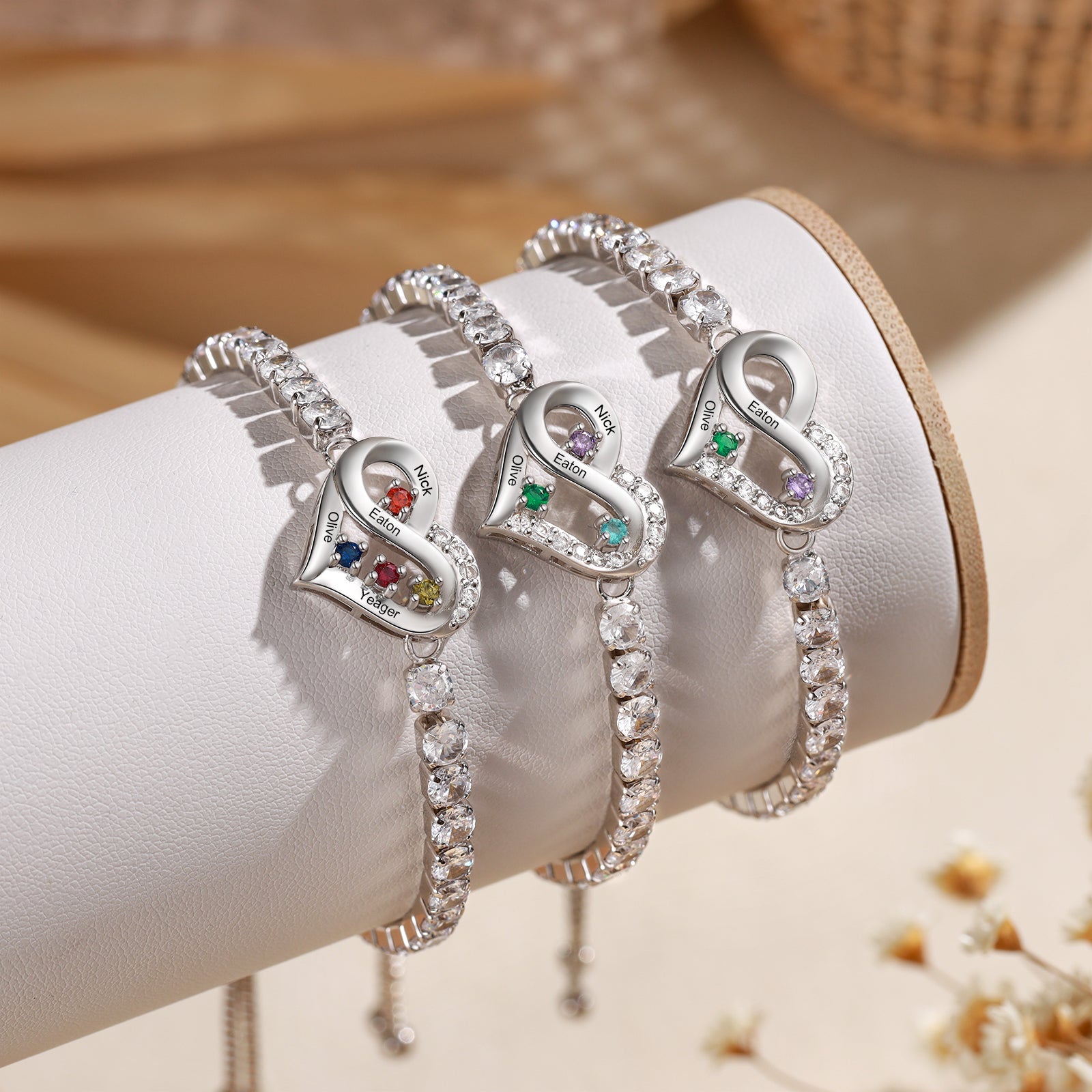 Brass personalized birthstone bracelets