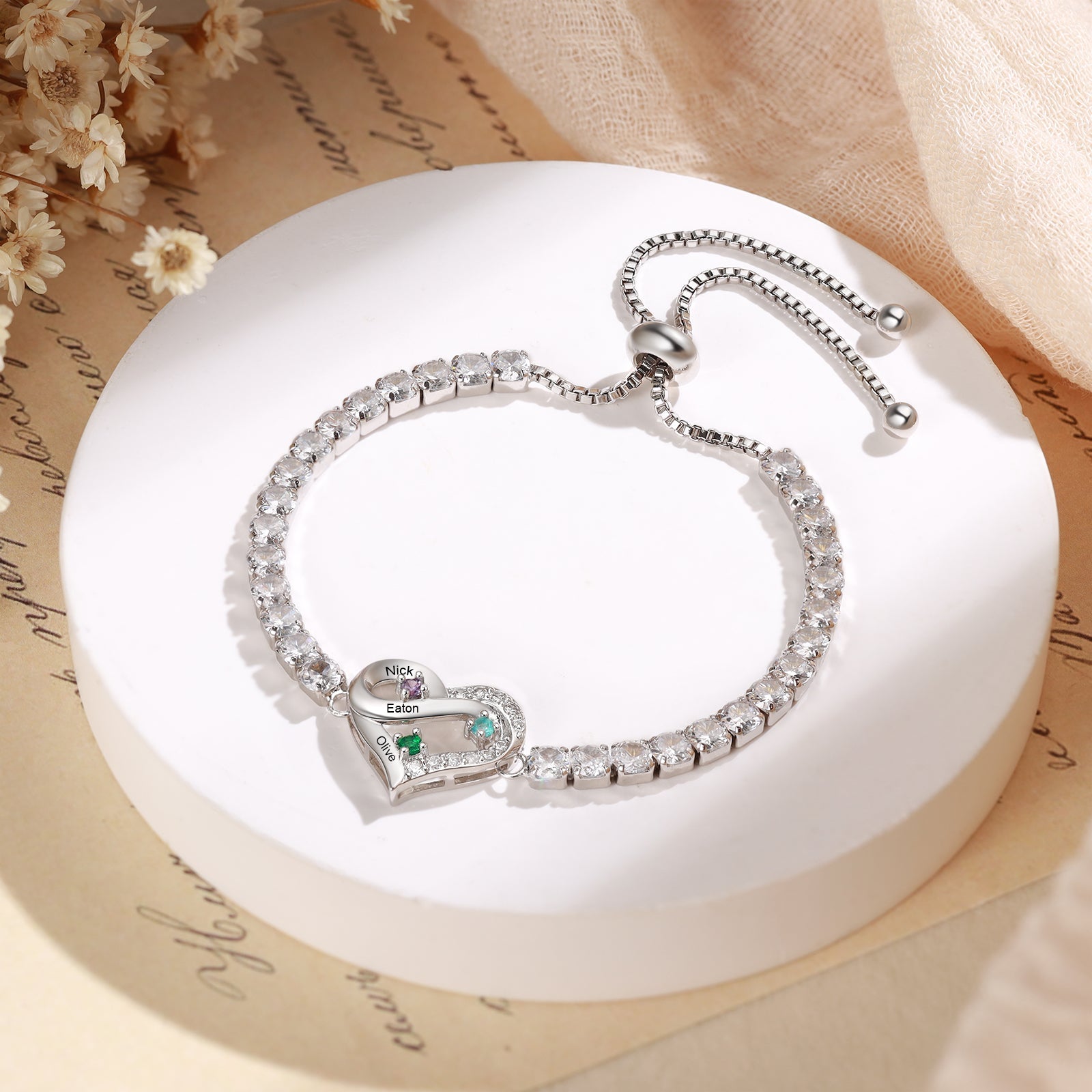 Brass personalized birthstone bracelets