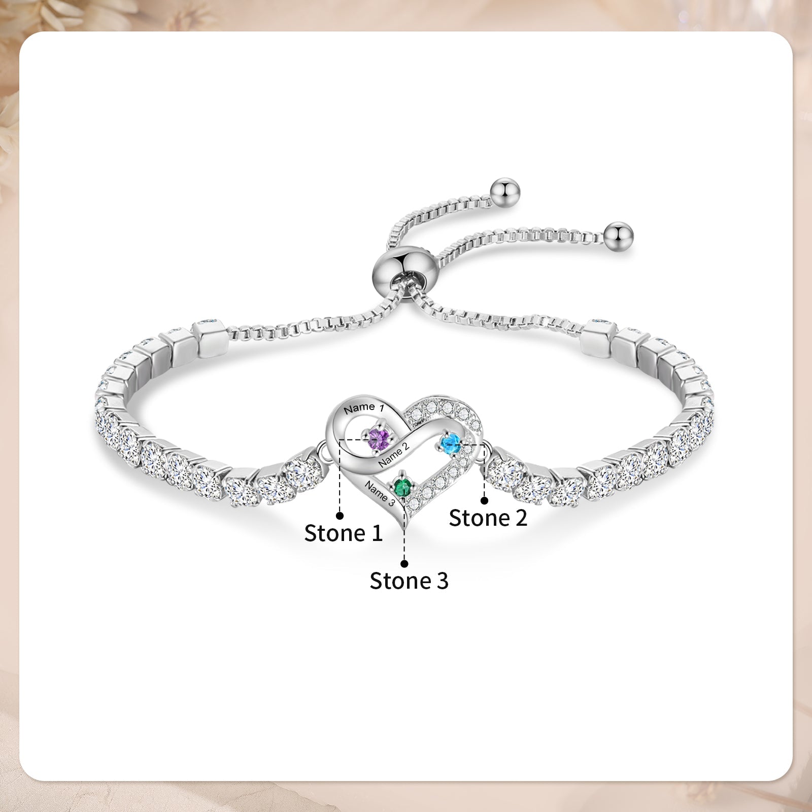 Brass personalized birthstone bracelets