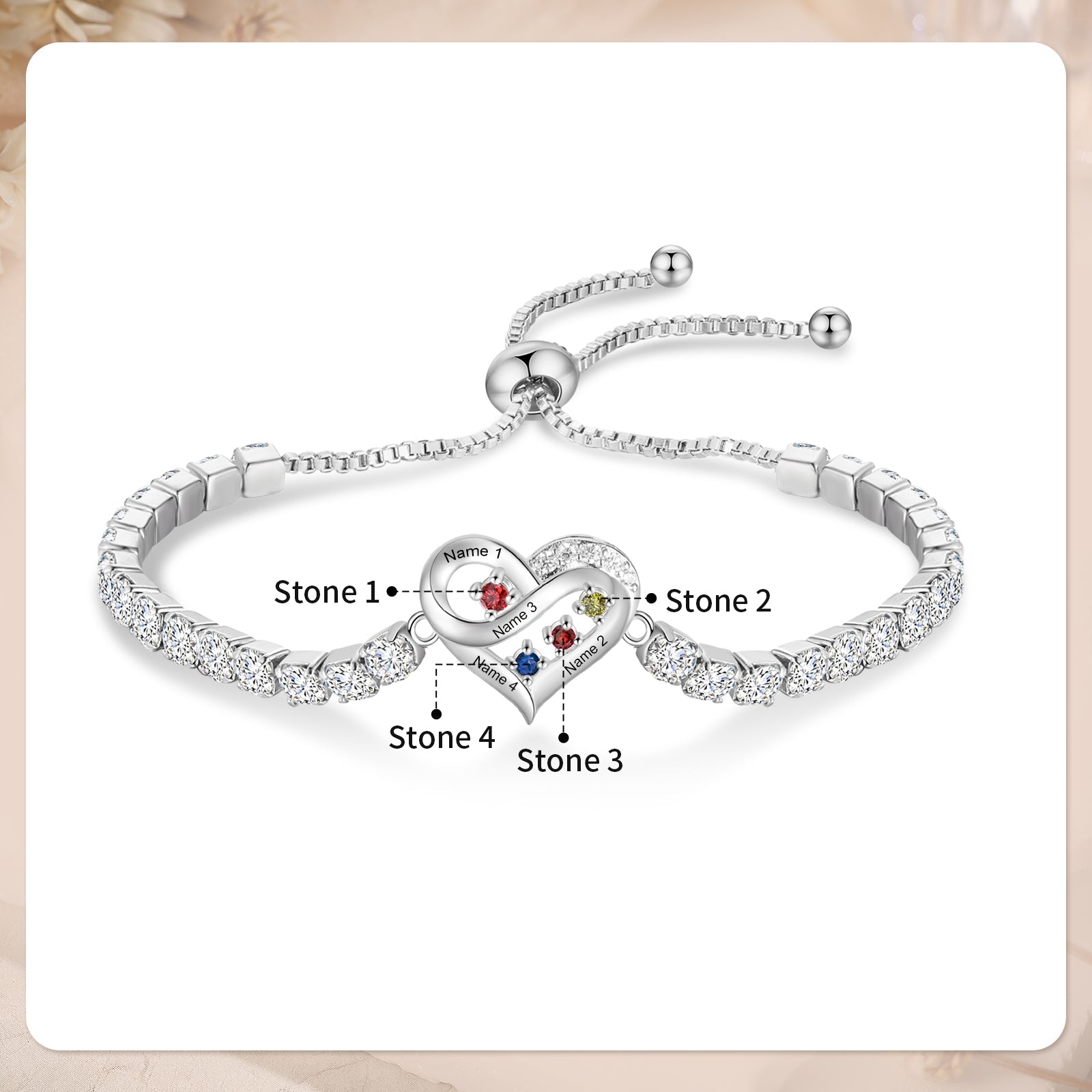 Brass personalized birthstone bracelets