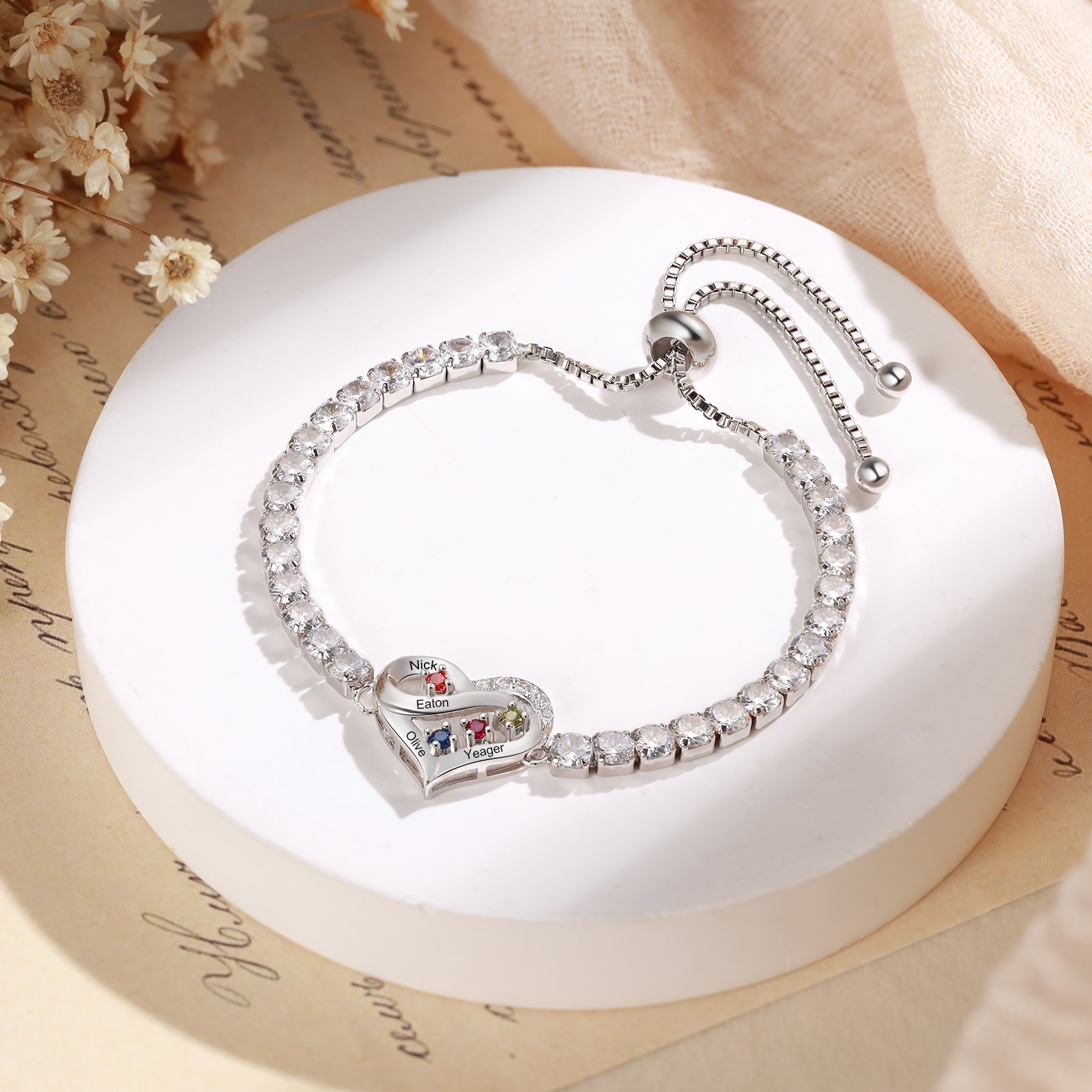 Brass personalized birthstone bracelets