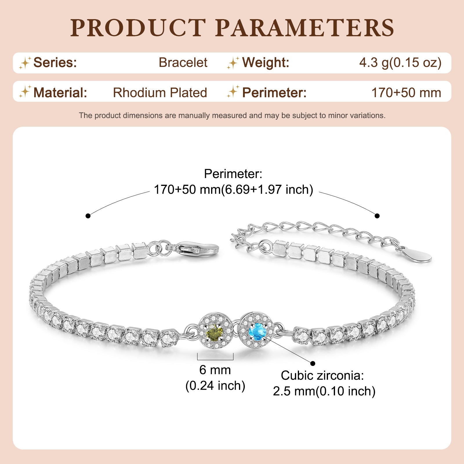 Brass Personalized birthstone bracelet