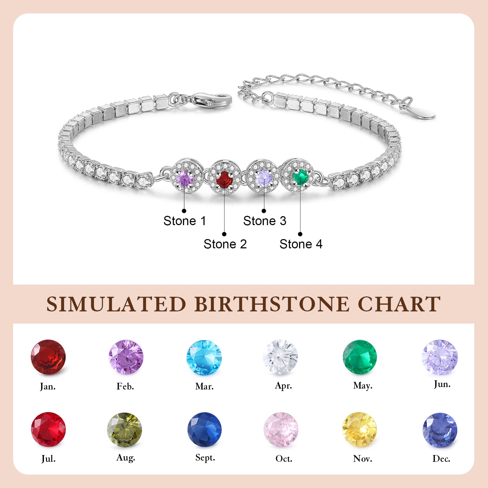 Brass Personalized birthstone bracelet