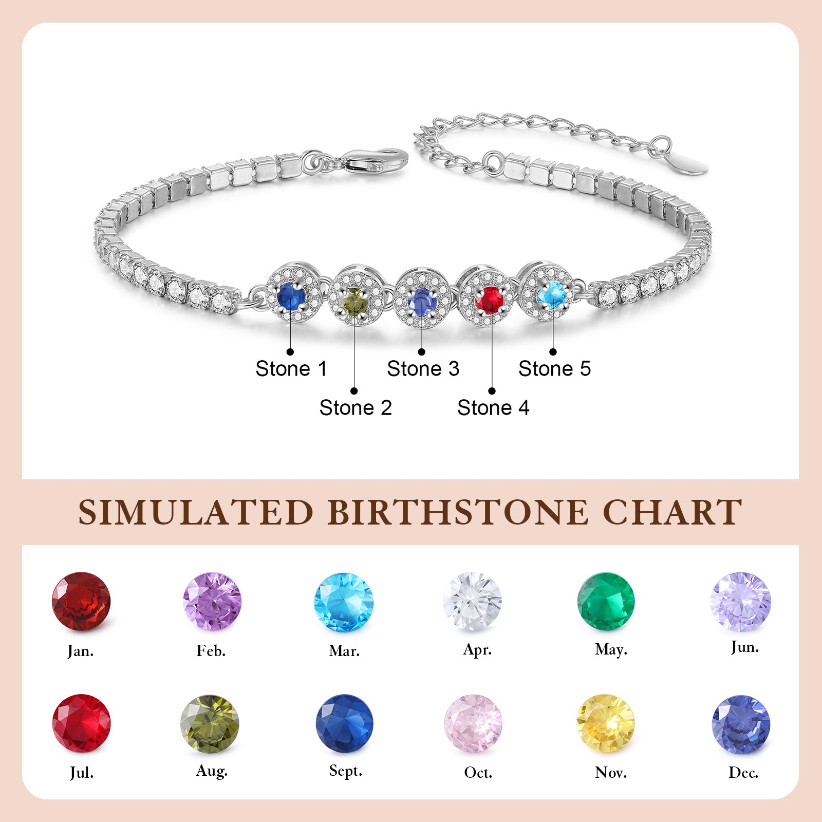 Brass Personalized birthstone bracelet