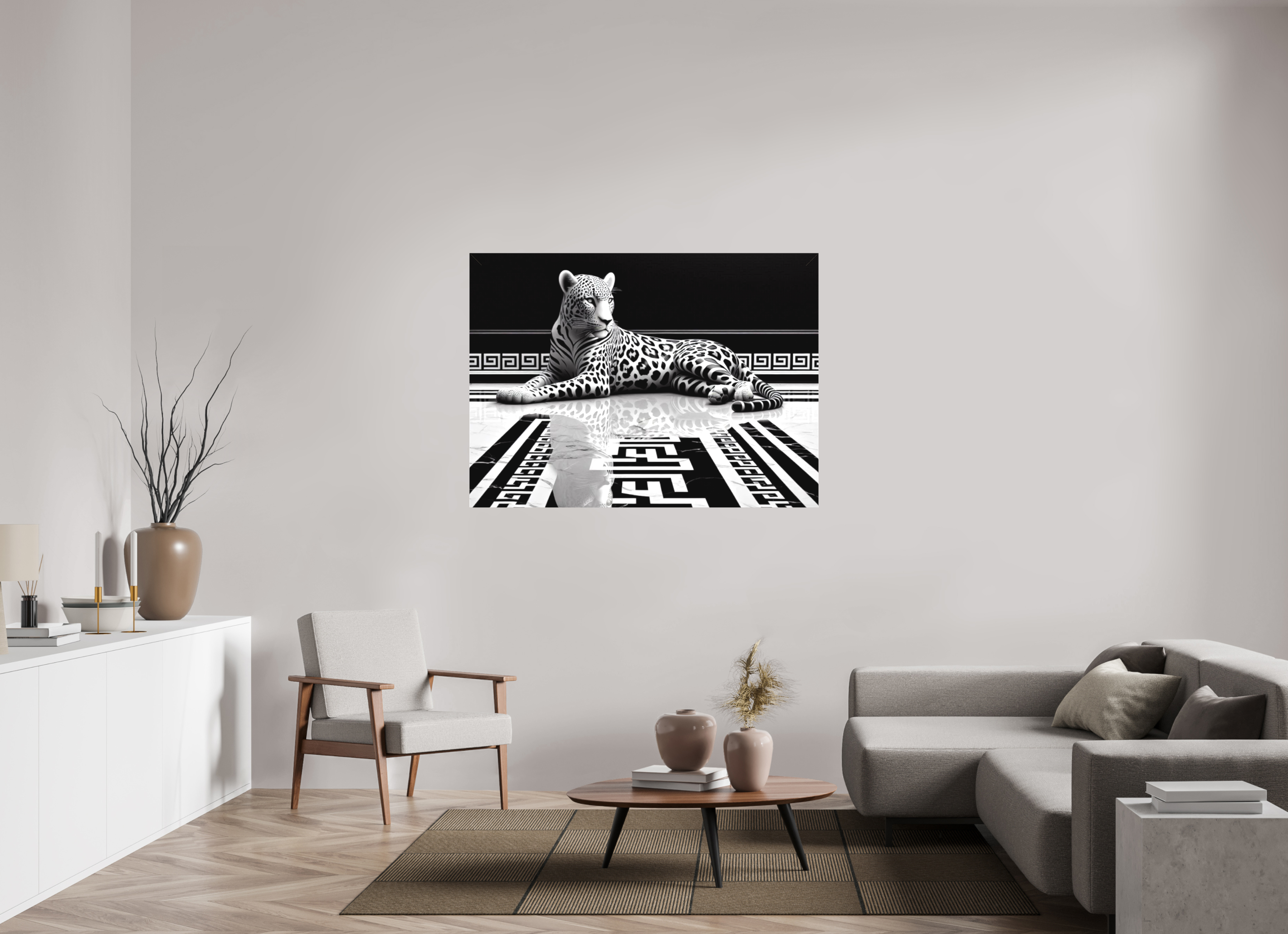 55 x 40″, Canvas Lux And Taste Leopard Canvas Wall Art Textile Print on Stretcher Frame