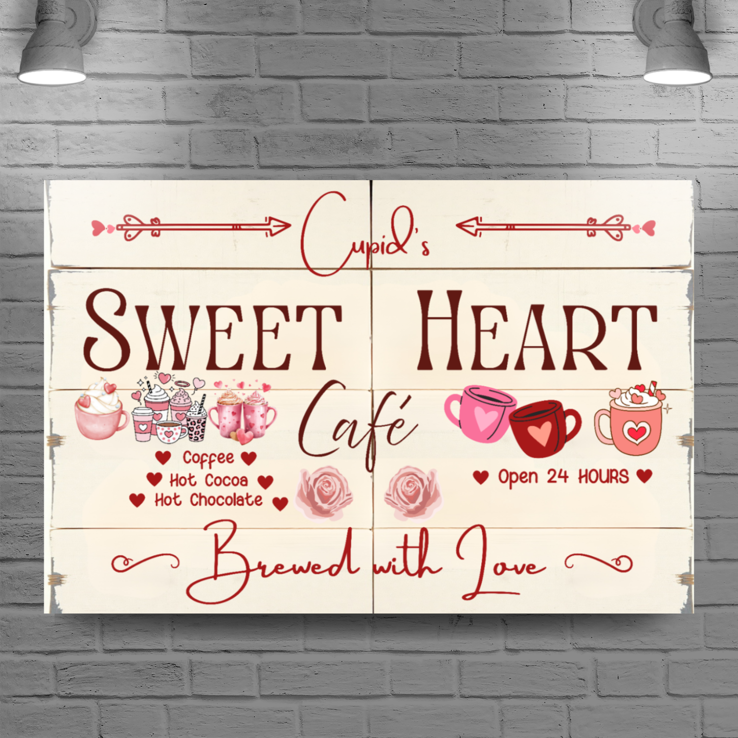 Valentine's Day Sweet Heart design wall art canvas