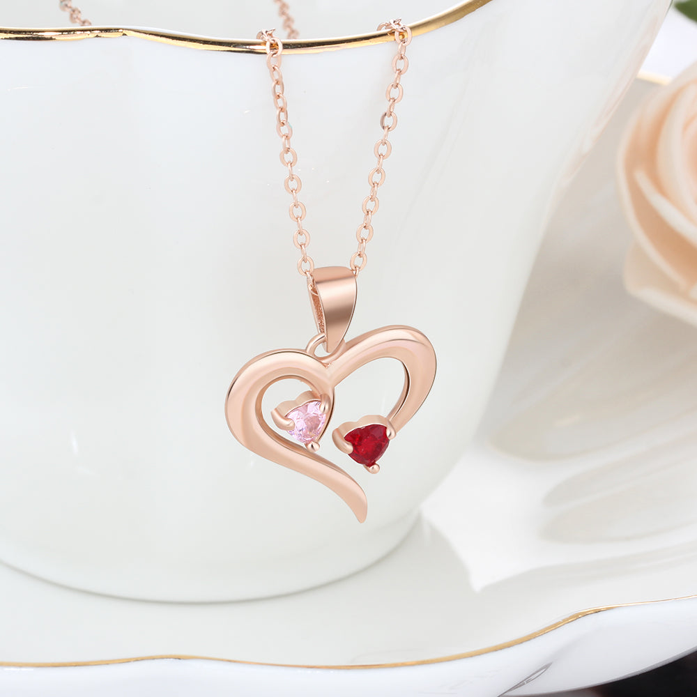 925 Silver Jewelry Two Birthstones Heart Name Necklace by cmoffer