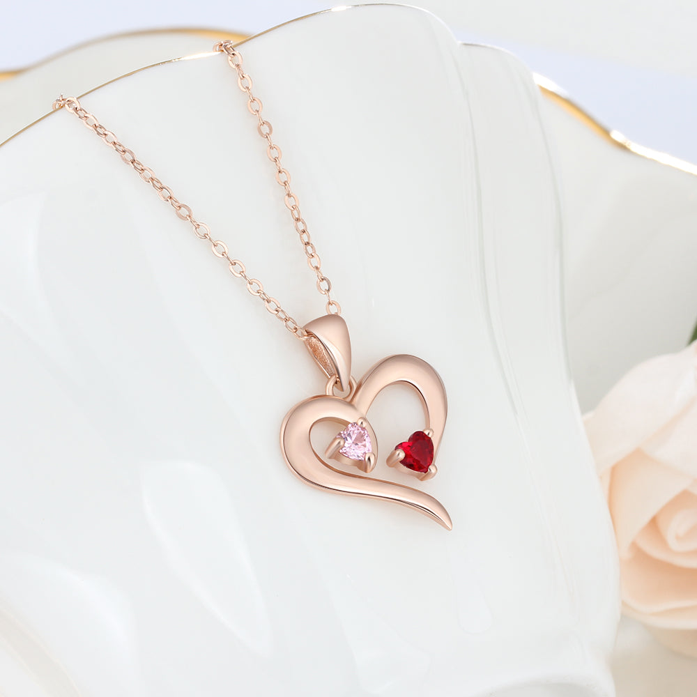 925 Silver Jewelry Two Birthstones Heart Name Necklace by cmoffer