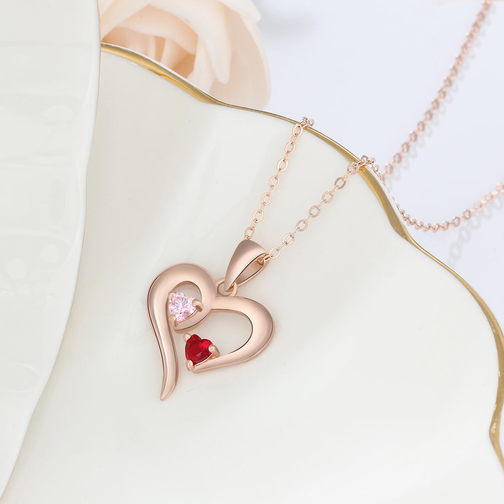 925 Silver Jewelry Two Birthstones Heart Name Necklace by cmoffer