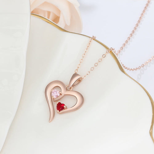 925 Silver Jewelry Two Birthstones Heart Name Necklace by cmoffer